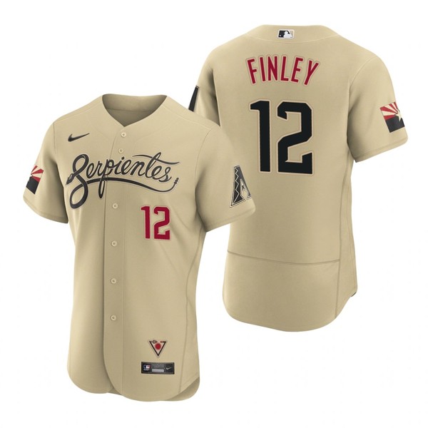 Personalized Men’s Arizona Diamondbacks #12 Steve Finley Serpientes City Connect Jersey Gold – Stitched