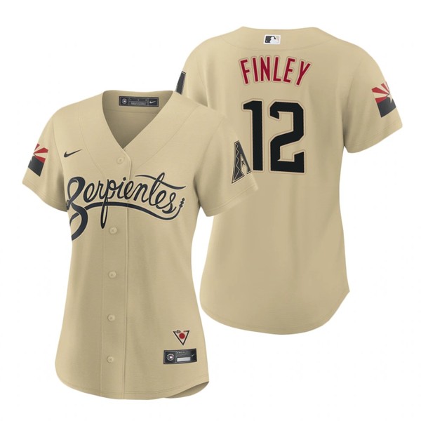 Personalized Women Arizona Diamondbacks #12 Steve Finley Serpientes City Connect Jersey Gold – Stitched