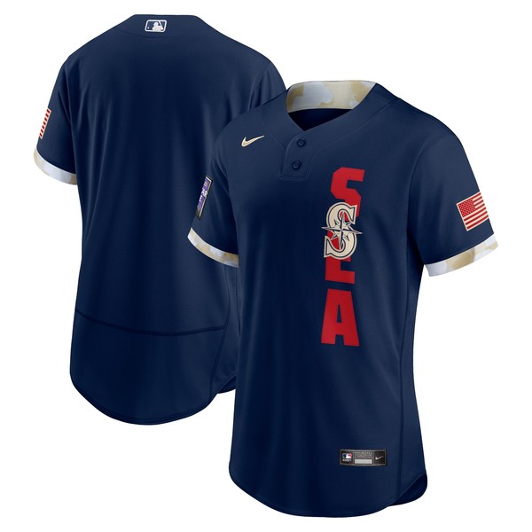 Personalized Men’s – Flex Base Seattle Mariners 2021 MLB All-Star Navy Jersey Worn In-Game – Stitched