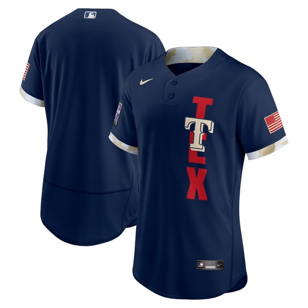 Personalized Men’s – Flex Base Texas Rangers 2021 MLB All-Star Navy Jersey Worn In-Game – Stitched