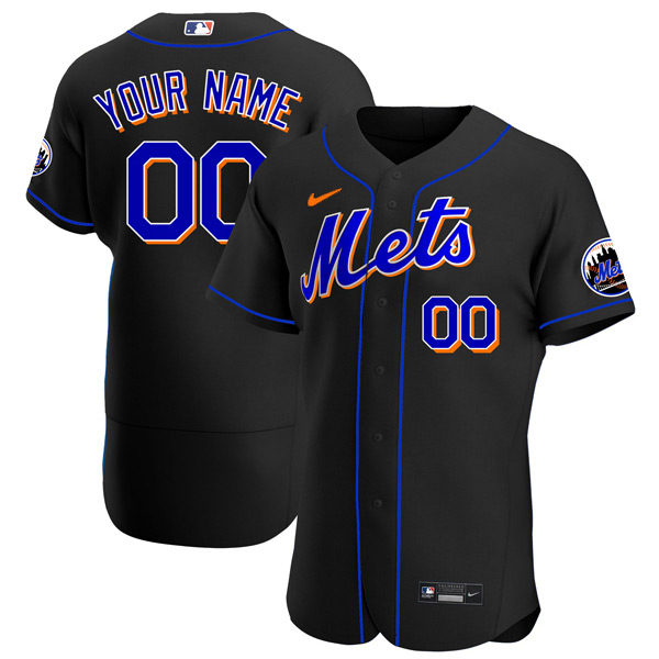 Personalized Men’s – Flex Base New York Mets Black Throwback Jersey – Stitched