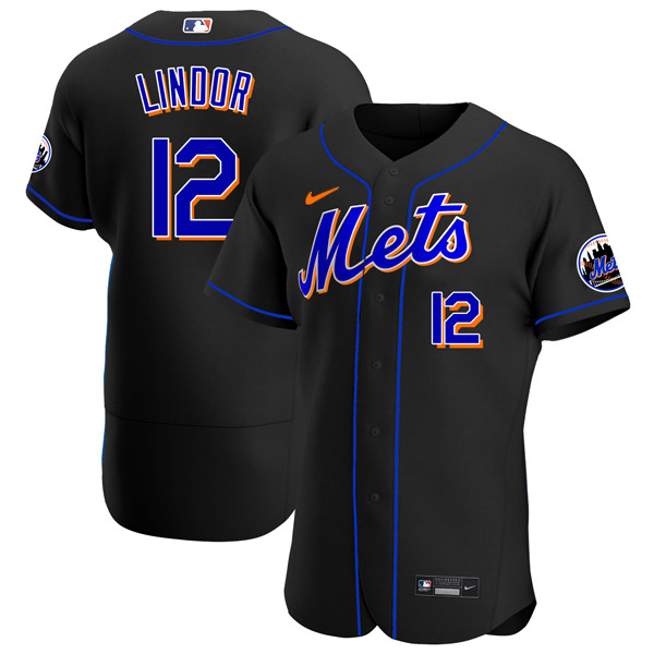 Personalized Men’s – Flex Base New York Mets Francisco Lindor Black Throwback Jersey – Stitched