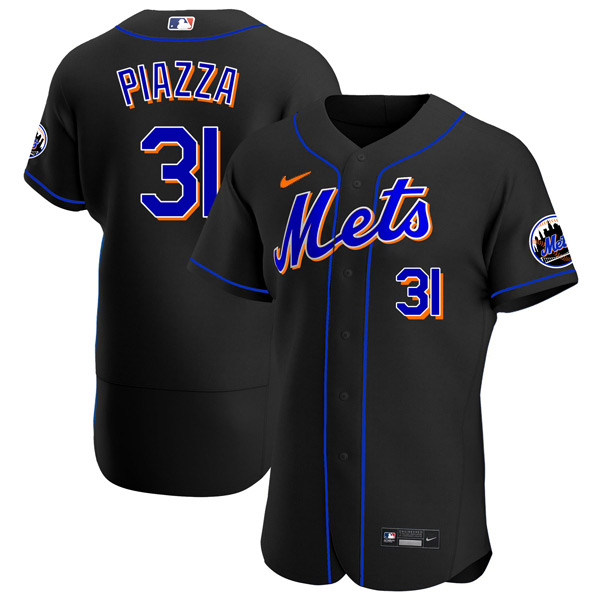 Personalized Men’s – Flex Base New York Mets Mike Piazza Black Throwback Jersey – Stitched