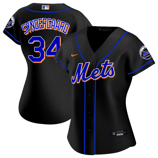 Personalized Women New York Mets Noah Syndergaard Black Throwback Jersey – Stitched