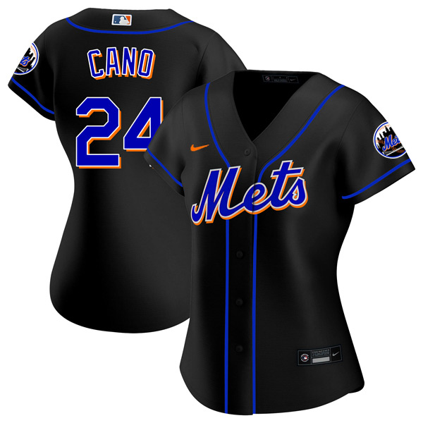Personalized Women New York Mets Robinson Cano Black Throwback Jersey – Stitched