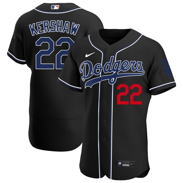 Personalized Men’s – Flex Base Clayton Kershaw Los Angeles Dodgers Black Fashion Jersey Stitched
