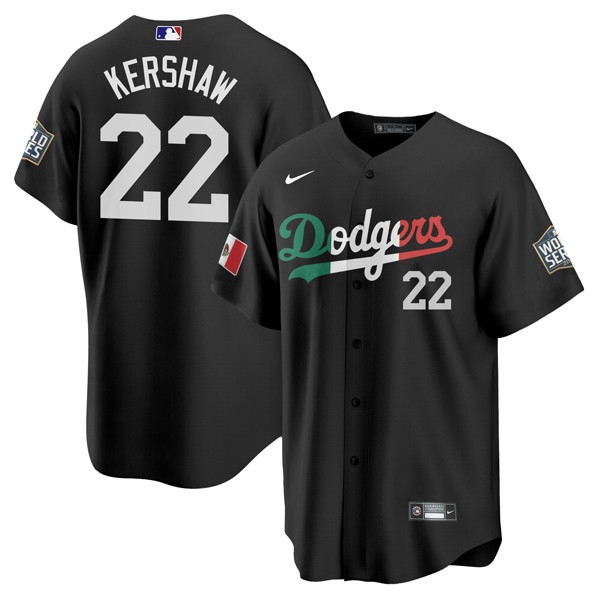 Personalized Men’s – Cool Base Clayton Kershaw Los Angeles Dodgers Black Mexico Flag Jersey Stitched
