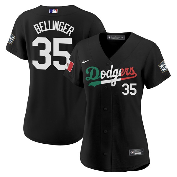 Personalized Women Cody Bellinger Los Angeles Dodgers Black Mexico Flag Jersey Stitched