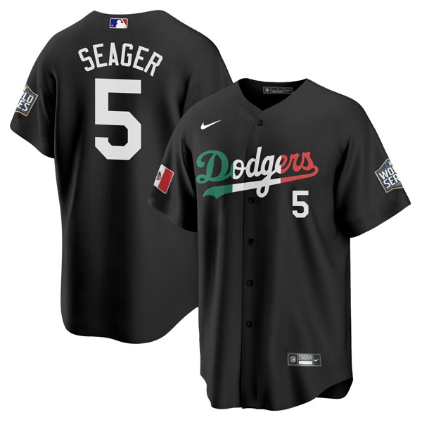 Personalized Men’s – Cool Base Corey Seager Los Angeles Dodgers Black Mexico Flag Jersey Stitched