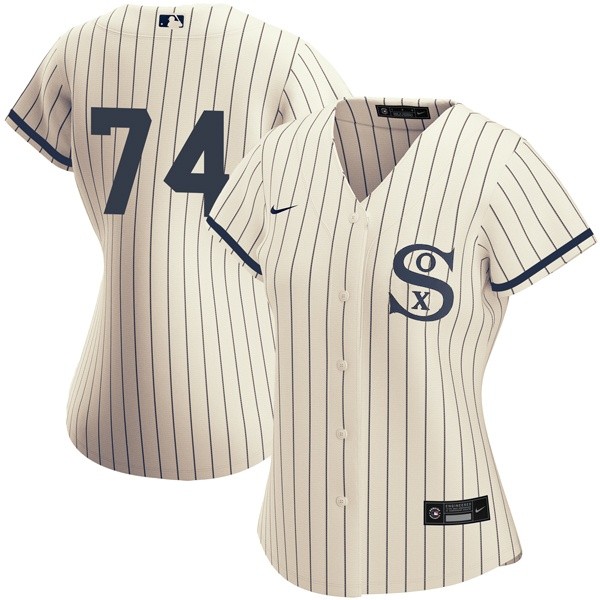 Personalized Women Chicago White Sox #74 Eloy Jimenez Field of Dreams Throwback Jersey Stitched