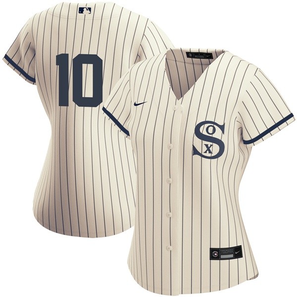 Personalized Women Chicago White Sox #10 Yoan Moncada Field of Dreams Throwback Jersey Stitched