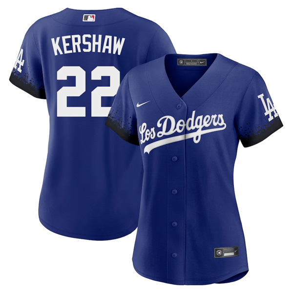 Personalized Women Clayton Kershaw Los Angeles Dodgers 2021 City Connect Stitched Jersey