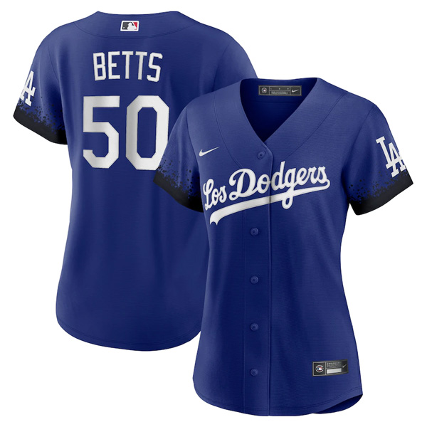 Personalized Women Mookie Betts Los Angeles Dodgers 2021 City Connect Stitched Jersey