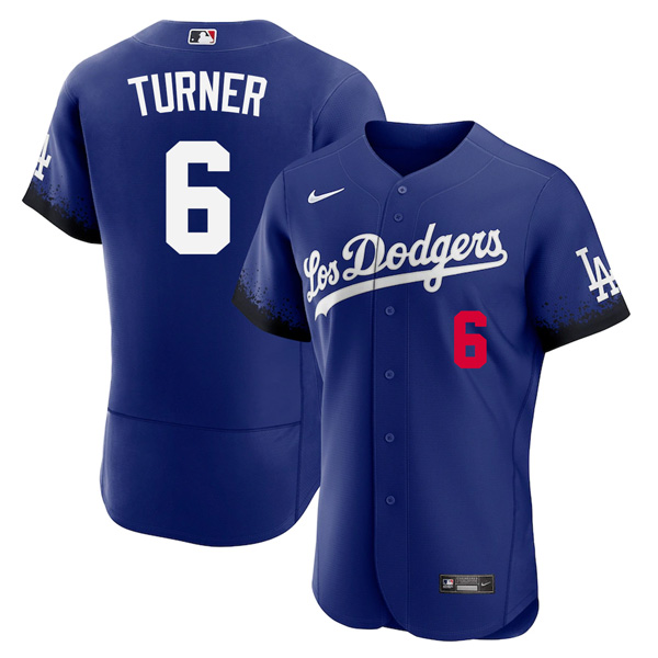 Personalized Men’s – Flex Base Trea Turner Los Angeles Dodgers 2021 City Connect Stitched Jersey
