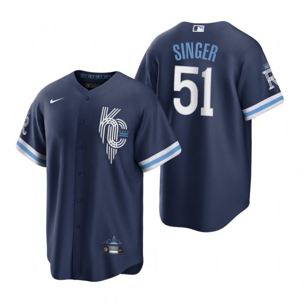 Personalized Men’s – Cool Base Kansas City Royals Brady Singer Navy 2022 City Connect Stitched Jersey