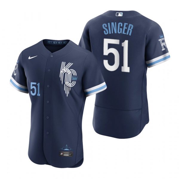 Personalized Men’s – Flex Base Kansas City Royals Brady Singer Navy 2022 City Connect Stitched Jersey