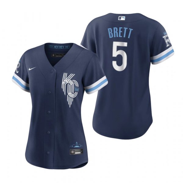 Personalized Women Kansas City Royals George Brett Navy 2022 City Connect Stitched Jersey