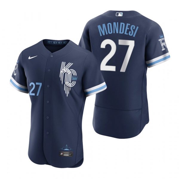 Personalized Men’s – Flex Base Kansas City Royals Adalberto Mondesi Navy 2022 City Connect Stitched Jersey
