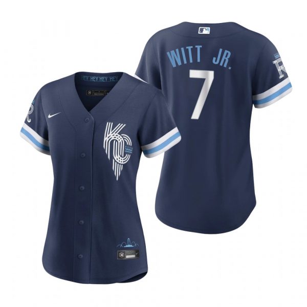 Personalized Women Kansas City Royals Bobby Witt Jr. Navy 2022 City Connect Stitched Jersey