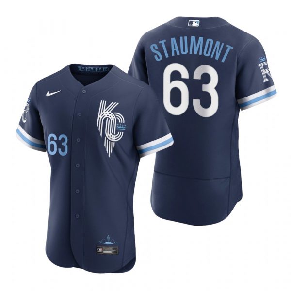 Personalized Men’s – Flex Base Kansas City Royals Josh Staumont Navy 2022 City Connect Stitched Jersey