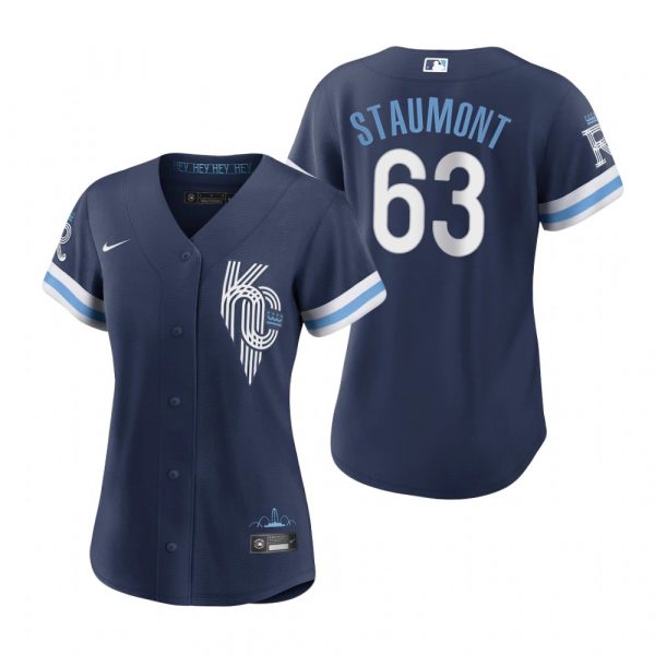 Personalized Women Kansas City Royals Josh Staumont Navy 2022 City Connect Stitched Jersey