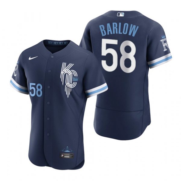 Personalized Men’s – Flex Base Kansas City Royals Scott Barlow Navy 2022 City Connect Stitched Jersey
