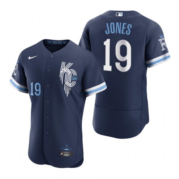 Personalized Men’s – Flex Base Kansas City Royals Jacoby Jones Navy 2022 City Connect Stitched Jersey