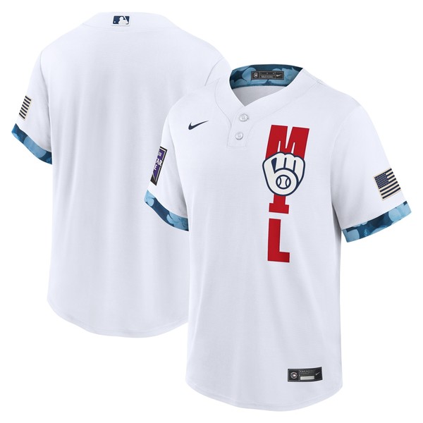 Personalized Youth Milwaukee Brewers 2021 MLB All-Star White Jersey Worn In-Game – Stitched