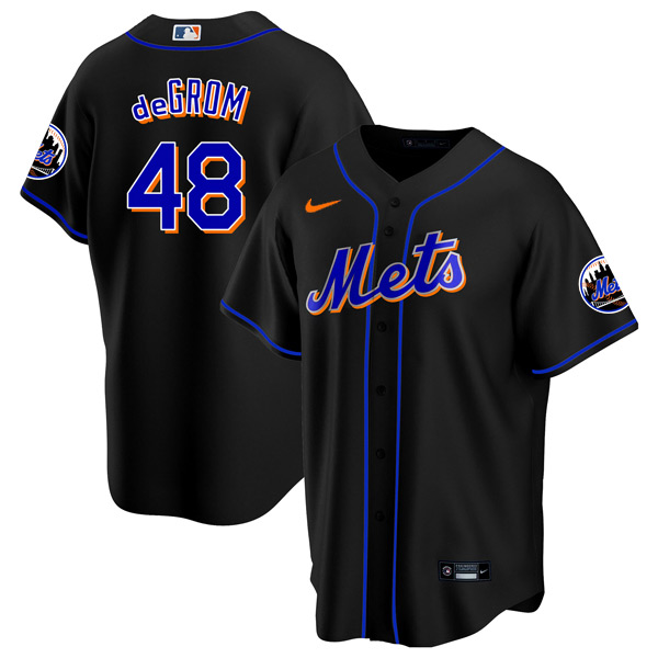 Personalized Youth New York Mets Jacob deGrom Black Throwback Jersey – Stitched