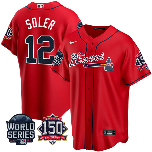 Personalized Men’s Atlanta Braves Jorge Soler Los Bravos 2021 World Series Stitched Jersey – Red