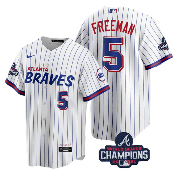 Personalized Men’s Freddie Freeman Atlanta Braves 2021 World Series Champions White City Jersey