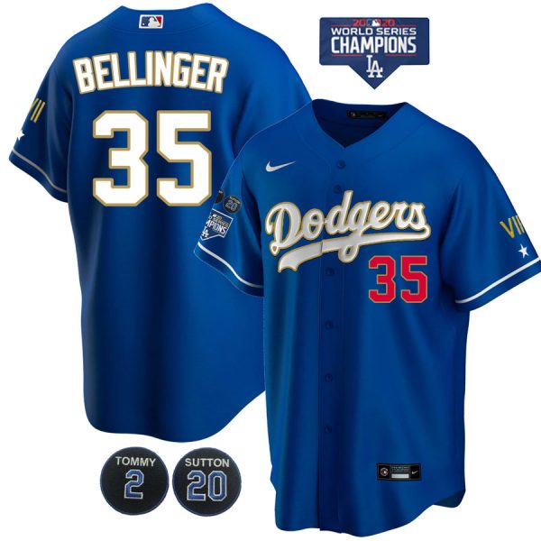 Personalized Men’s Los Angeles Dodgers Cody Bellinge Jersey World Series Champions Special Edition Royal Gold