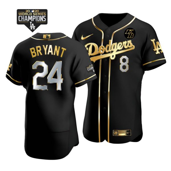 Personalized Men’s Los Angeles Dodgers Kobe Bryant Jersey World Series Champions Special Edition Black Golden