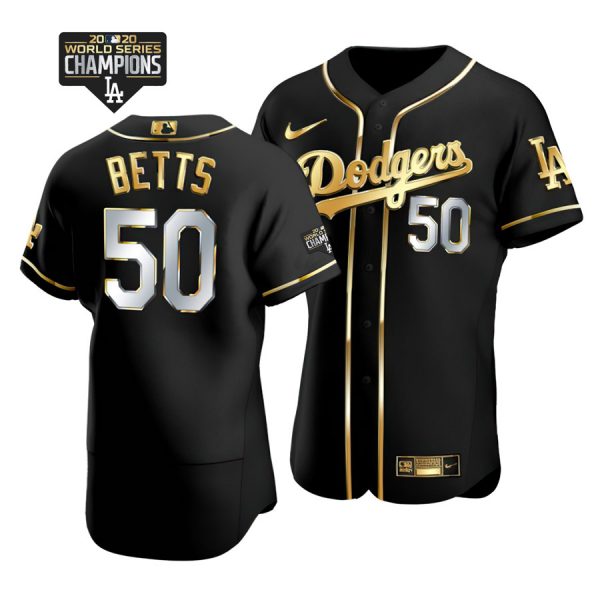 Personalized Men’s Los Angeles Dodgers Mookie Betts Jersey World Series Champions Special Edition Black Golden