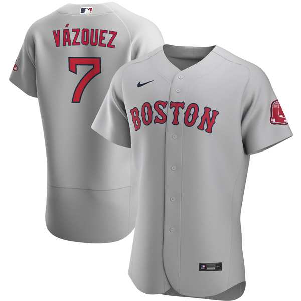 Personalized Men’s Boston Red Sox #7 Christian Vázquez Jersey Flex Base Gray
