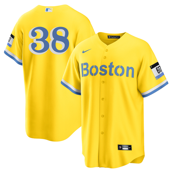 Personalized Men’s Boston Red Sox #38 Josh Taylor Jersey Cool Base Yellow