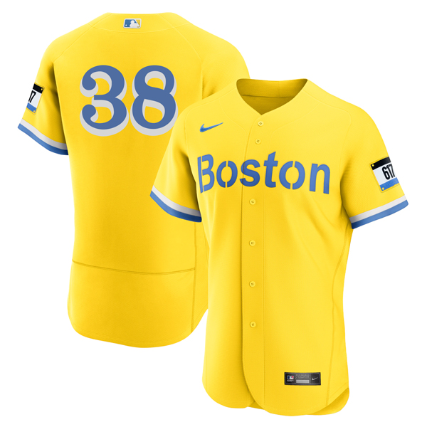 Personalized Men’s Boston Red Sox #38 Josh Taylor Jersey Flex Base Yellow