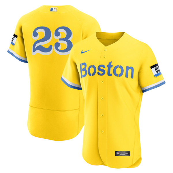 Personalized Men’s Boston Red Sox #23 Michael Chavis Jersey Flex Base Yellow