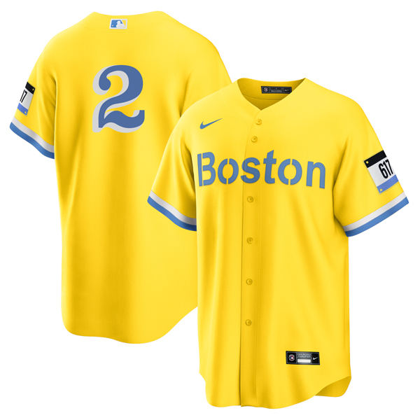 Personalized Men’s Boston Red Sox #2 Xander Bogaerts Jersey Cool Base Yellow