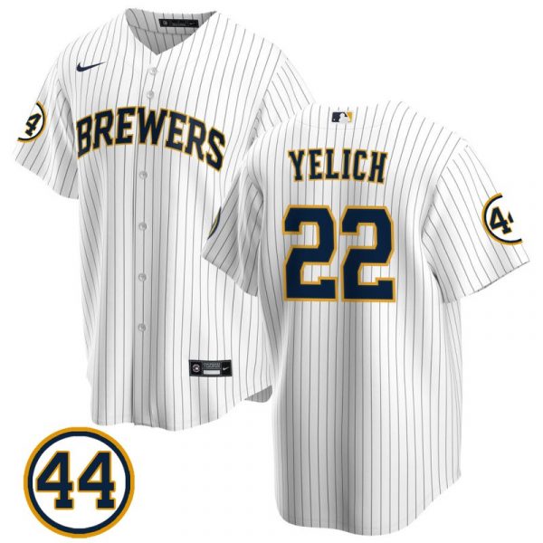 Personalized Men’s #22 Christian Yelich Milwaukee Brewers Navy Jersey Cool Base White