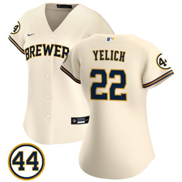 Personalized Women’s #22 Christian Yelich Milwaukee Brewers Cream Jersey Cream