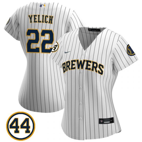 Personalized Women’s #22 Christian Yelich Milwaukee Brewers Cream Jersey White