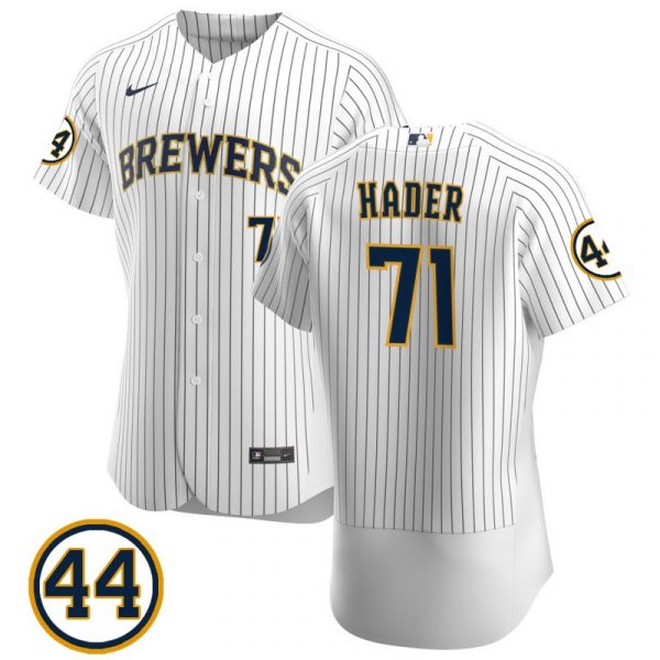 Personalized Men’s #71 Josh Hader Milwaukee Brewers Gray Jersey Flex Base White