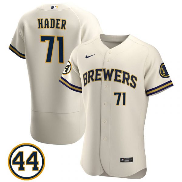 Personalized Men’s #71 Josh Hader Milwaukee Brewers Gray Jersey Flex Base Cream