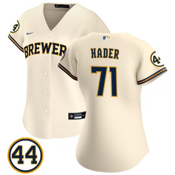 Personalized Women’s #71 Josh Hader Milwaukee Brewers Cream Jersey Cream
