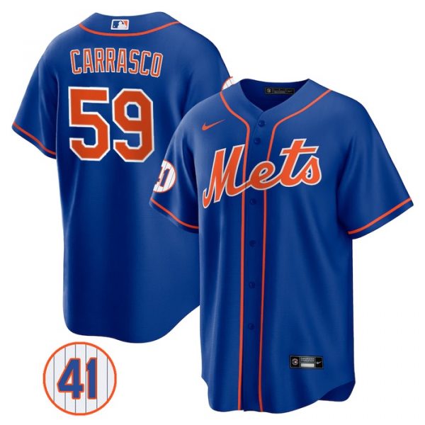 Personalized Men’s #59 Carlos Carrasco New York Mets Royal Jersey Cool Base Royal