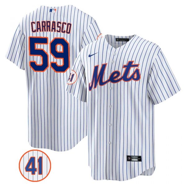 Personalized Men’s #59 Carlos Carrasco New York Mets Royal Jersey Cool Base White