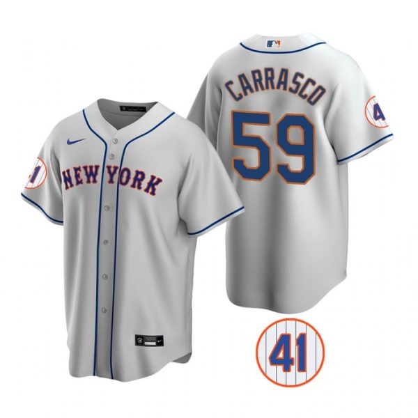 Personalized Men’s #59 Carlos Carrasco New York Mets Royal Jersey Cool Base Gray