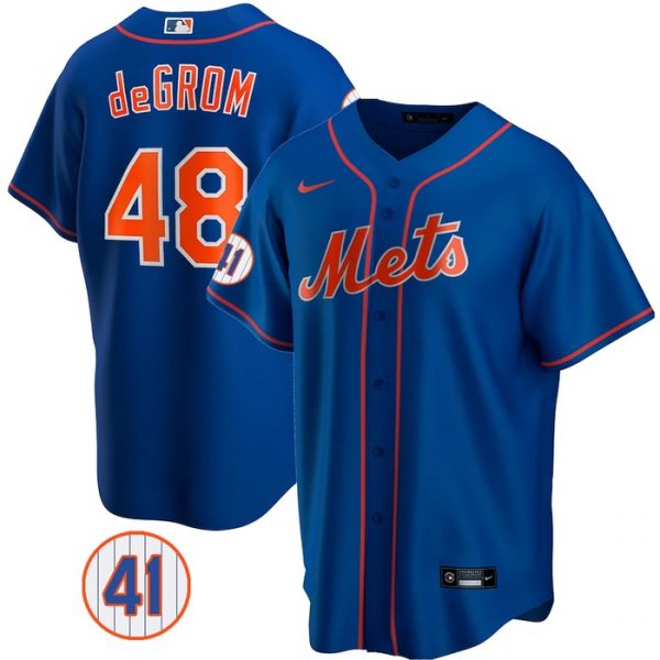 Personalized Men’s #48 Jacob deGrom New York Mets Royal Jersey Cool Base Royal