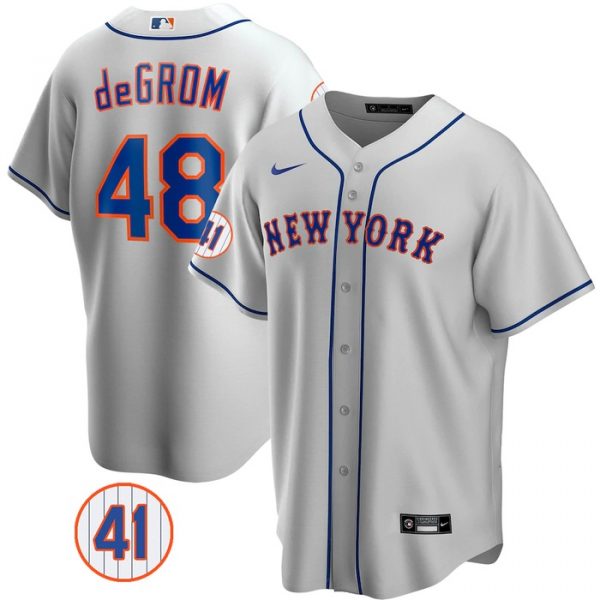 Personalized Men’s #48 Jacob deGrom New York Mets Royal Jersey Cool Base Gray